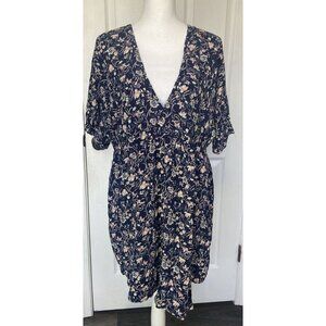 NWT Natural Life Dress Rayon Navy Blue Pink Floral Size Medium M New